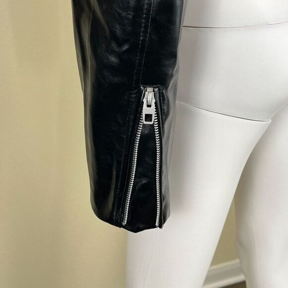 Zara Women's Size L Black Faux Leather Cropped NEW Jacket Boxy Blogger Moto Punk - Picture 11 of 17